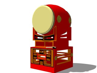 古代乐器鼓sketchup模型，鼓skb文件下载