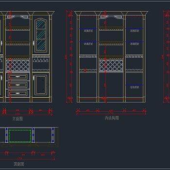 12套酒柜cad图库，酒店CAD图纸下载