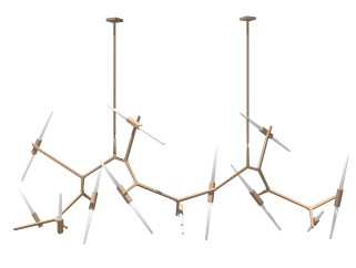 北欧分子吊灯草图大师模型，树杈吊灯效果图su模型下载