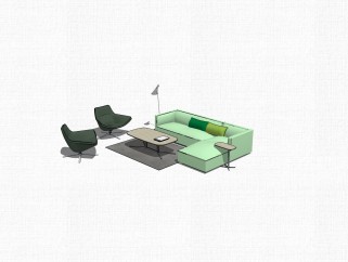 现代办公沙发su模型，办公沙发sketchup模型下载