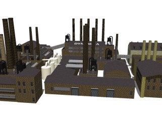 现代工业厂房sketchup模型下载，厂房skb模型分享