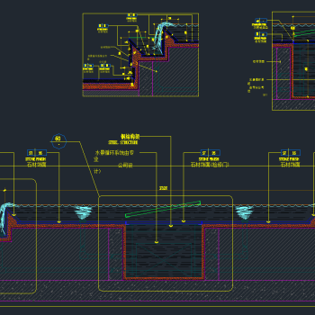 游泳池全套详细的CAD图库，泳池节点详图dwg文件下载
