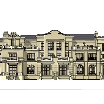 欧式别墅外观草图大师模型，别墅外观sketchup模型免费下载