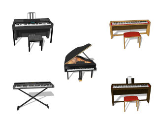 现代钢琴草图大师模型，钢琴sketchup模型下载