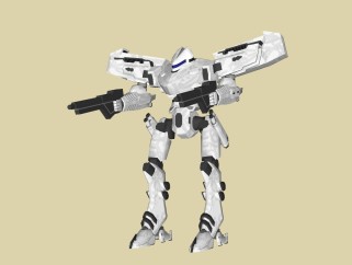 现代战斗机器人游戏角色草图大师模型，游戏角色sketchup模型下载