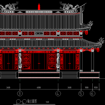 寺庙古建筑CAD施工图，寺庙CAD建筑图纸下载