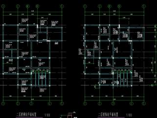 三层框架私人别墅结构设计施工图，别墅CAD图纸下载