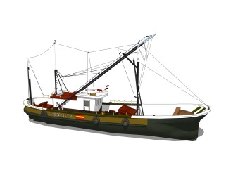 现代大型渔船sketchup模型，货船skb文件下载