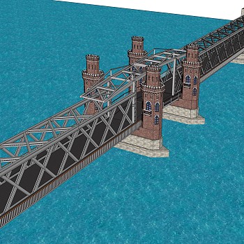 现代桥梁草图大师模型下载，sketchup桥梁su模型分享
