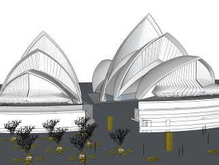 约恩·乌松悉尼歌剧院草图大师模型下载、悉尼歌剧院su模型下载