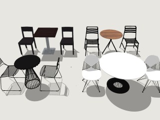 现代休闲桌椅组合su模型， 休闲桌椅sketchup模型下载