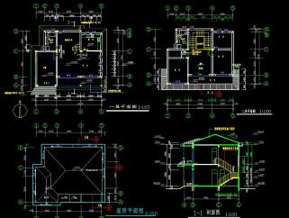 5套别墅建筑结构施工图纸，别墅CAD建筑图纸下载