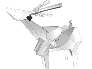 现代几何鹿雕塑su模型,摆件草图大师模型下载