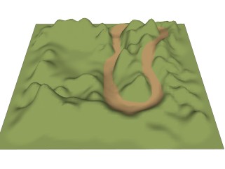 自然地形草图大师模型，地形SKP模型下载