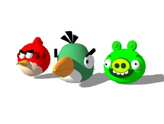 现代愤怒的小鸟玩具草图大师模型，玩具su模型下载