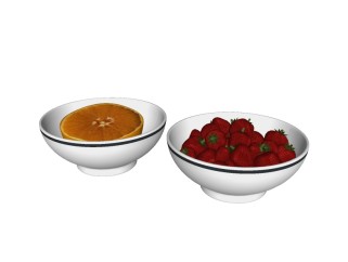 现代草莓橘子水果sketchup模型，食品草图大师模型下载
