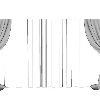 现代窗帘草图大师模型下载、现代窗帘su模型下载