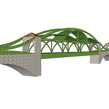 现代桥梁草图大师模型下载，sketchup桥梁su模型分享