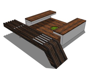 条形座椅skb模型分享，户外长椅sketchup模型下载