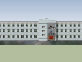 中学教育行政楼草图大师模型，教育建筑sketchup模型