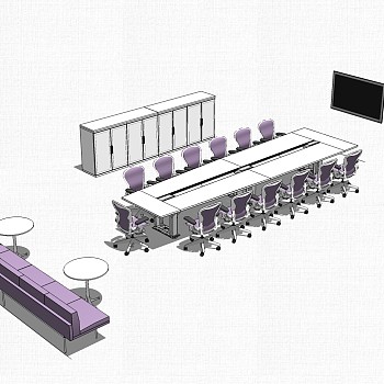 会议桌草图大师模型，会议桌sketchup模型，会议桌su素材下载