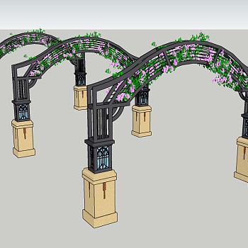 欧式景观花架草图大师模型，景观花架sketchup模型下载