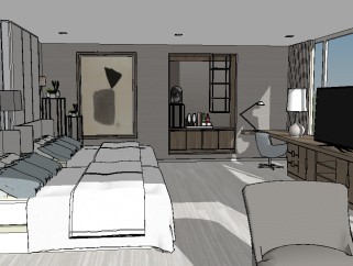 现代酒店草图大师模型，酒店sketchup模型