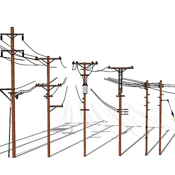 电线杆草图大师模型下载，电线杆SU模型