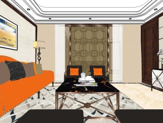 欧式古典设计客厅sketchup模型免费下载