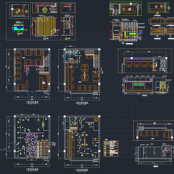 二层火锅店装修cad施工图下载、二层火锅店装修dwg文件下载