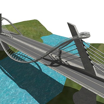 现代大桥草图大师模型，大桥sketchup模型免费下载
