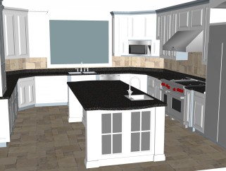 现代厨房柜免费su模型，厨房柜skp模型下载