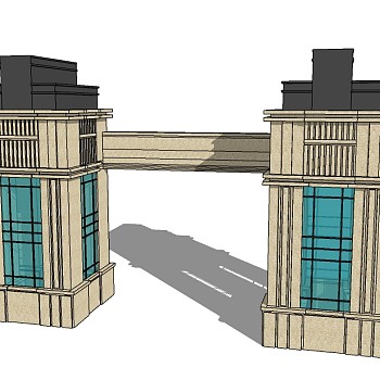 欧式入口大门草图大师模型免费下载，入口大门skb模型分享