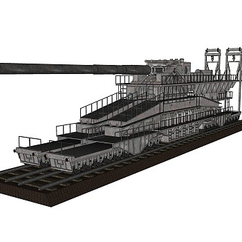 德国古斯塔夫超重型铁道炮su模型，铁道炮草图大师模型下载