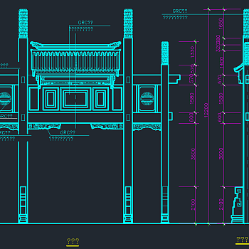 原创入口石牌楼建筑结构CAD图纸，入口石牌楼建筑结构CAD施工图纸下载