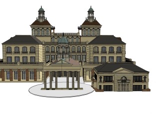 欧式商务建筑会所，sketchup建筑模型免费下载