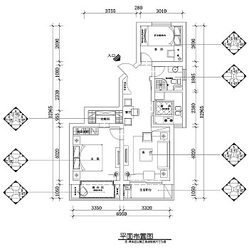 田园乡村两室两厅效果图，户型图，CAD图纸下载