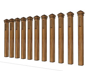 现代篱笆柱子草图大师模型，柱子sketchup模型下载
