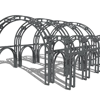 欧式铁艺廊架草图大师模型，铁艺廊架sketchup模型下载
