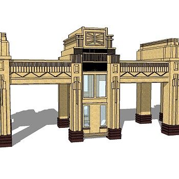 欧式入口大门草图大师模型下载，入口大门sketchup模型