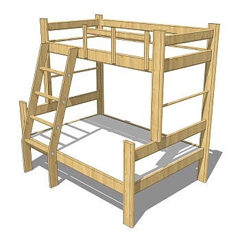现代高低床铺草图大师模型，儿童床SU模型下载