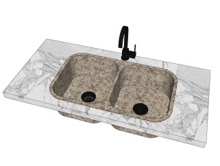 现代水槽洗碗池草图大师模型，水槽洗碗池sketchup模型免费下载