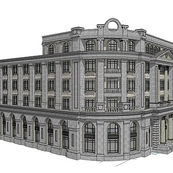 新中式民国风建筑草图大师模型，古建民俗sketchup模型免费下载