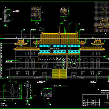 古寺庙建筑cad施工图，寺庙cad竣工图下载