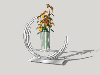 现代花瓶花卉组合草图大师模型，花瓶花卉sketchup模型下载