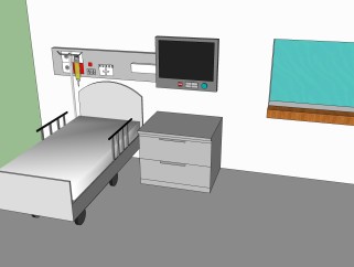 现代医院病房sketchup模型，医院病房草图大师模型下载