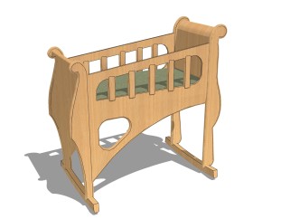 现代婴儿床草图大师模型，婴儿床SU模型下载
