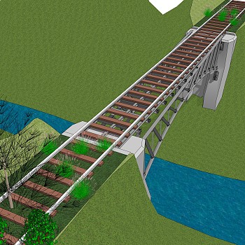 铁路桥草图大师模型设计下载，sketchup铁路桥su模型分享