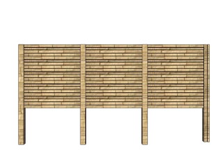 中式木围栏su模型下载、木围栏草图大师模型下载