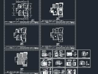 现代两居CAD施工图，CAD建筑图纸免费下载